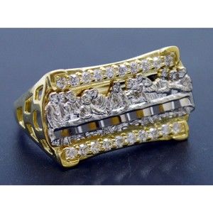 Real 10k Yellow Solid Gold Mens Last Supper Nugget All sizes Rings 5.3gr